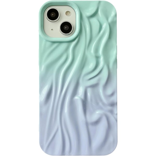 Plisserat vatten krom vågmönster mjukt kompatibelt med iPhone- case (grön lila, iPhone 12 Pro)