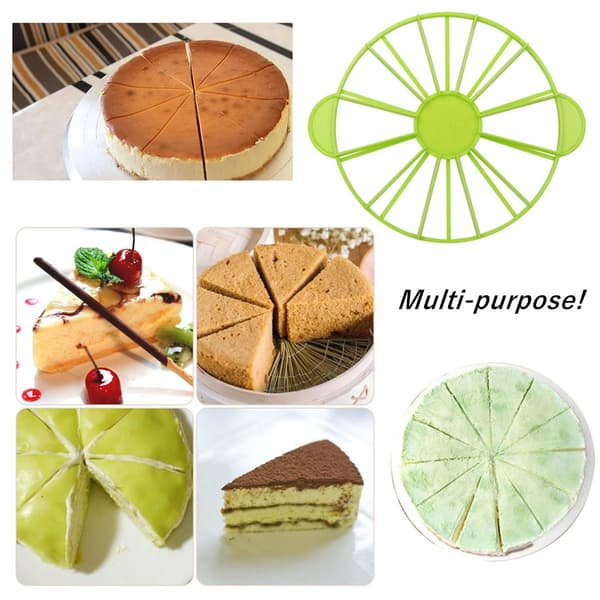 Green Plastic Cake and Pie Divider: Multifunctional Round Marker for 10/12 Equal Pieces – DIY Baking Tool for Cheesecake, Pizza & Pie