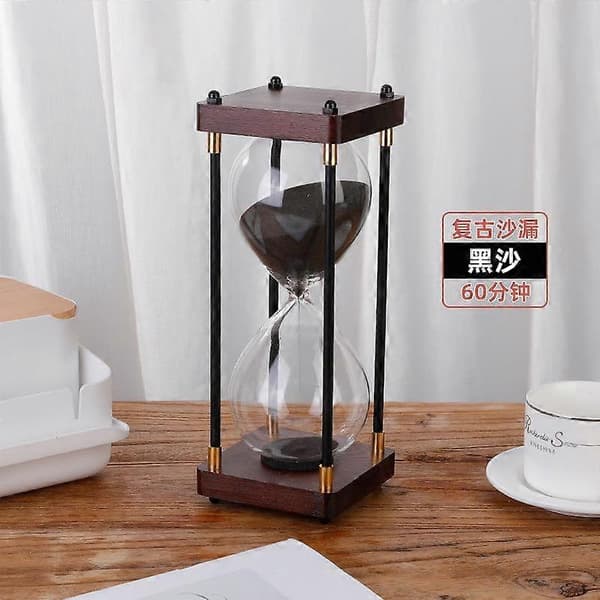 Stort timeglas 60 minutter, timeglas, regnbueglas timeglas, gave timeglas, til hjemmet, skrivebord sort