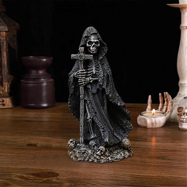 Skeletfigur Ond Grim Reaper til Halloween Hjemmekontor Indretning Harpiks Statue Skulptur Ornament