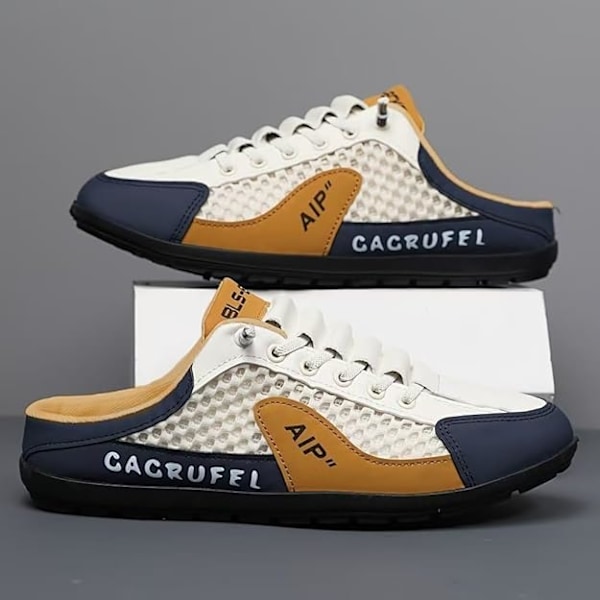Herr Slip-on Sneakers med rygglös design, Slip-on Sneakers med rygglös design, Andningsbara Mesh Tofflor Komfort Casual Mule Sneakers Gray 42.0