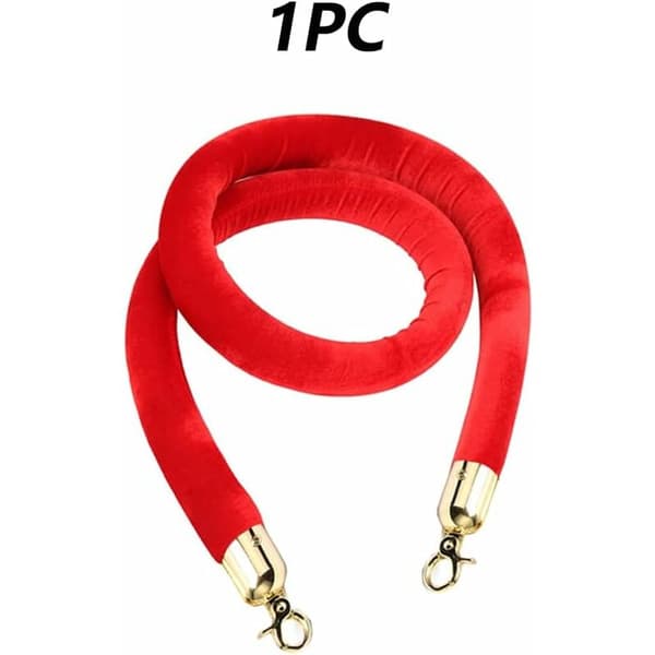 Stanchion Rope 1 pc Separation Rope Queue Divider Red with Gold Hook