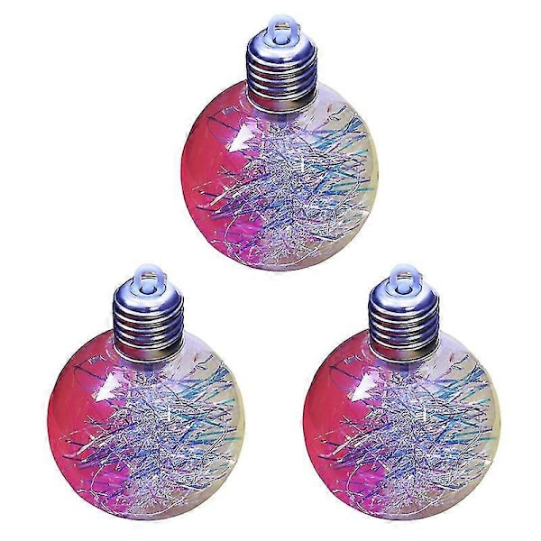 3 stk / sett Led julekuler Lysende økning atmosfære Rund form Høy lysstyrke Hengende dekorere Faux Fjær Transparent juletre Decora E 8 cm
