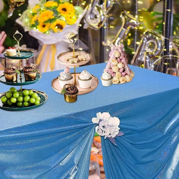 Lämplig för fest paljettduk 152,4 x 213,3 cm - Glitter Glitter bordsduk Laser rektangel bordsduk Holiday Party dekoration, blå