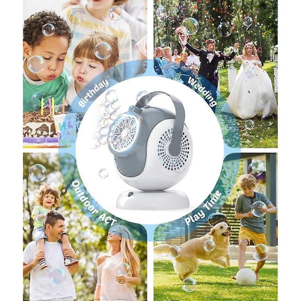 Boblemaskine - Automatisk 360° rotation, 75° vippefunktion, bobleblæser til børn