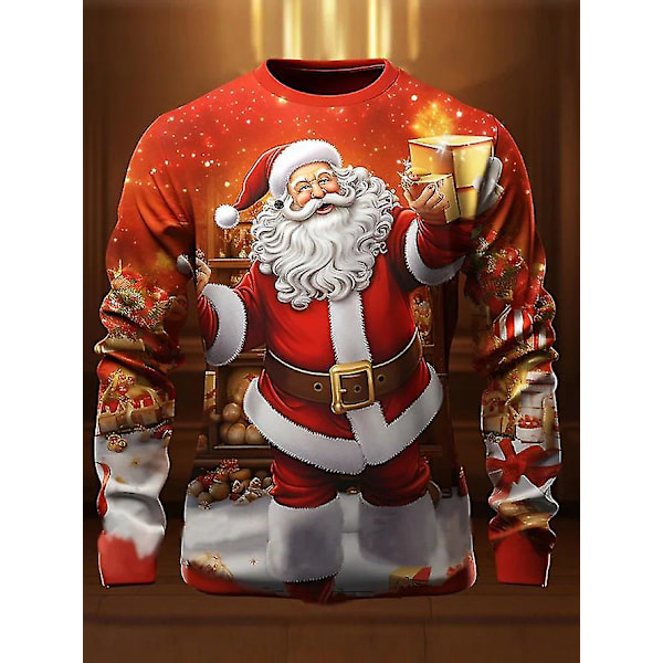 Jul Lys Neonbelysning Julegenser Unisex Hettegenser, Overalt Trykt Genser 3d G39Z2483 Hettegenser Casual Genser Julegave 2XL