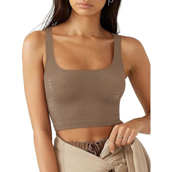 Dame Tanktoppe Sommer Afslappet Ribstrikket Ærmeløs Basic Cami Top Slim Henley Knap Ned Bluser S-2xl Style3 L