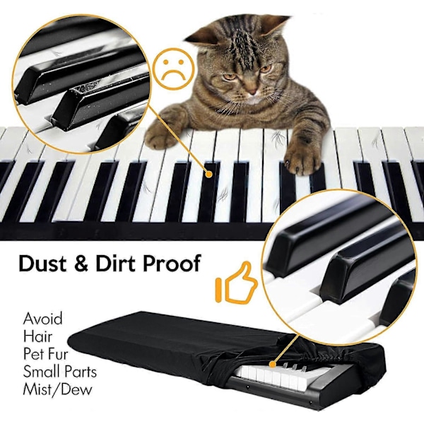 SZTXJ Støvdeksel for Piano Keyboard, 61 Tangenters Piano Keyboard-deksel, Elastisk Støvdeksel for Elektronisk Keyboard, Piano Keyboard-deksel med Slitesterk Elastikk