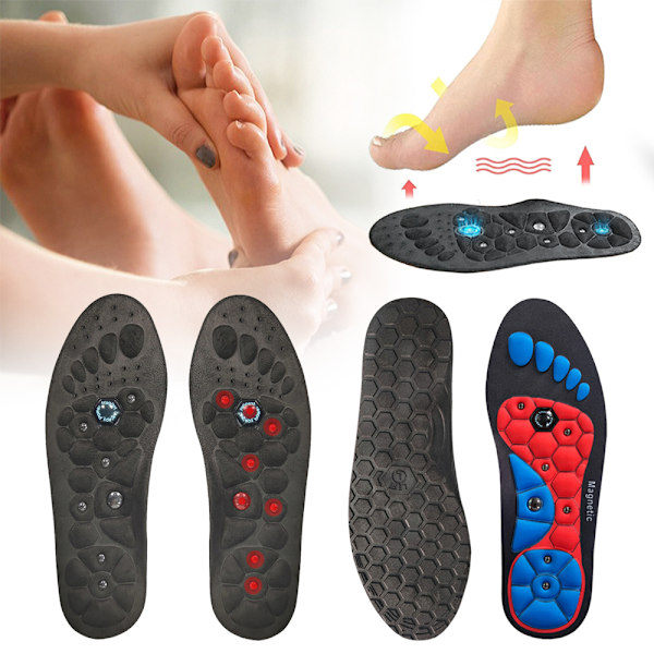 1 Par Magnetiska Akupressursulor Unisex Fotvalvsstöd Främjar Cirkulation Lindrar Trötthet Ortopediska Blue M 40-43