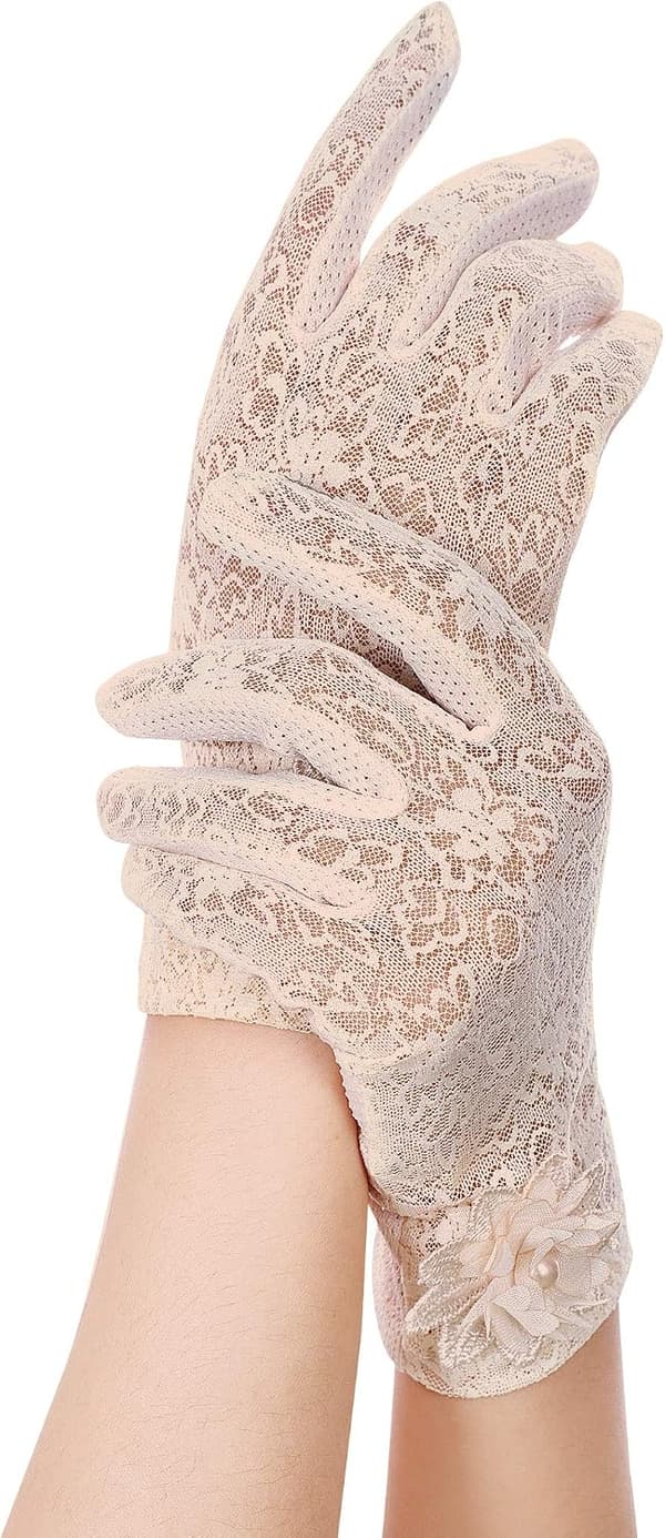 Dame Blonde Blomsterhandsker Elegante korte blondehandsker Sommerhandsker