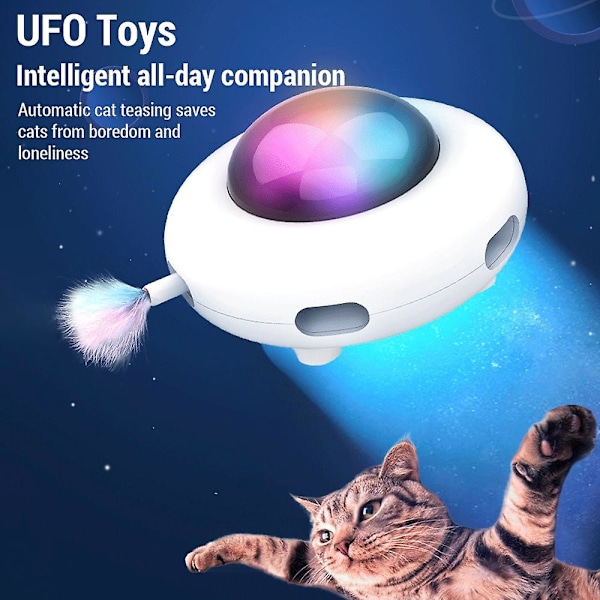Automatisk Katt Leksak Elektrisk Smart Gravity UFO Självunderhållande Fjäderstav Djurleksak - För Kattälskare