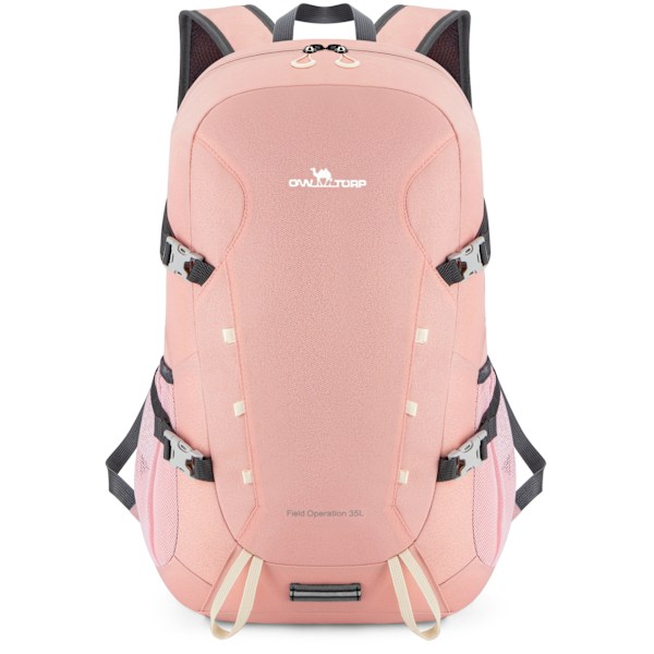 Monitoiminen ulkoilureppu, suuri vedenpitävä matkareppu ulkoiluun ja vuorikiipeilyyn, unisex rosa 35L