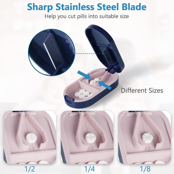 Pill Splitter, Pill Cutter with Blade, Pill Divider for Small and Large Pills