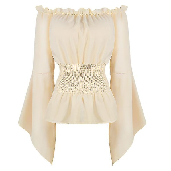 Kvinner Renessanse Off Shoulder Topp Kostymer Bluse Boho Bondeskjorte