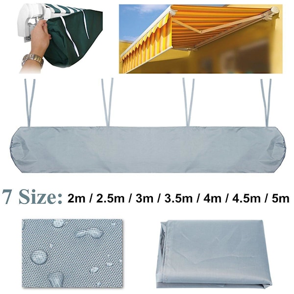 Markisöverdrag för utomhus, Silver 2m/6.56ft, Patio Markisöverdrag, Rullbart Solskydd, Dammskyddande Oxfordtyg, Regnskydd för Markis