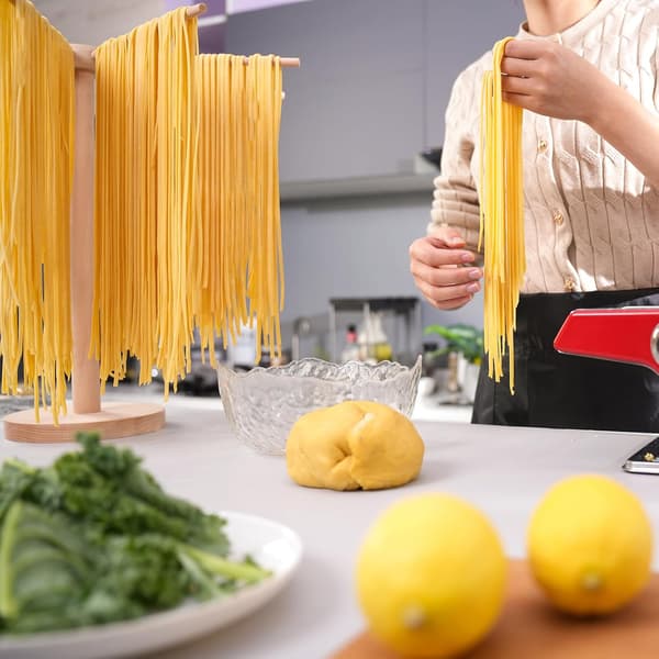 Pastatørrestativ, stort pastastativ i træ, foldbart til tørring af frisk pasta, nudler, spaghetti