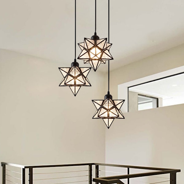 Moderne Moravisk Stjerne Lysekrone Transparent Henge Stjerne Lampe Varmt