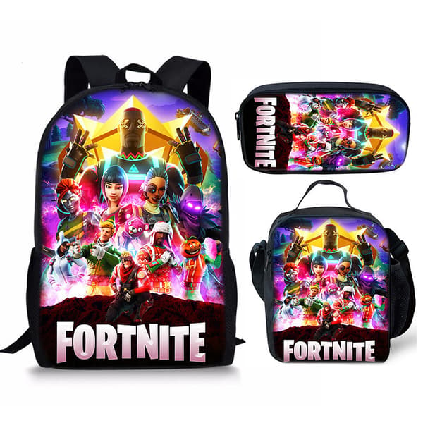 2026 Fortnite Student School Bag Fortnite Three-piece Backpack Lunch Bag Pencil Case Backpack 2 2 3PC