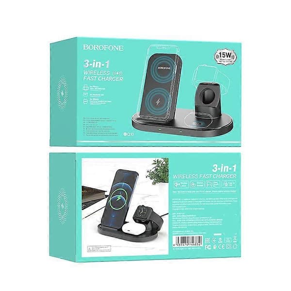 Borofone BQ10 Vertical Three-in-One Wireless Fast Charging for iPhone Watch Headset Wireless Charger