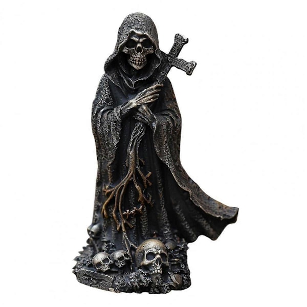 Skeletfigur Ond Grim Reaper til Halloween Hjemmekontor Indretning Harpiks Statue Skulptur Ornament