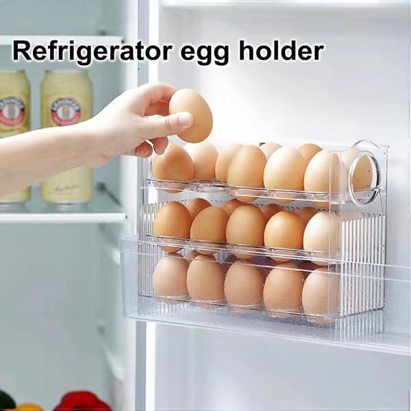 Egg Storage Rack 3 Tiers Large Egg Storage Tray Egg Holder Container Egg Basket Holds Up To 30 Eggs for Refrigerator Storage