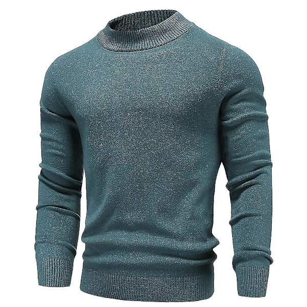 Ny Vinter Herre Mock Neck Sweater Mode Ensfarvet Varm Strikket Pullovers Herre Casual Elastiske Sweaters Mandlig Efterårs Strik Dark Grey M