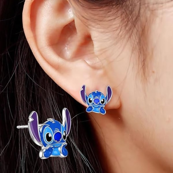 Stitch Örhängen 3-delat set, söta tecknade örhängen, hypoallergena örhängen Present för kvinnor och flickor