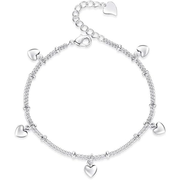 925 Sterling Silver Armband för Kvinnor Tonårstjejer, Love Heart Charm Kedja Armband Armband Mode Smycken Presenter