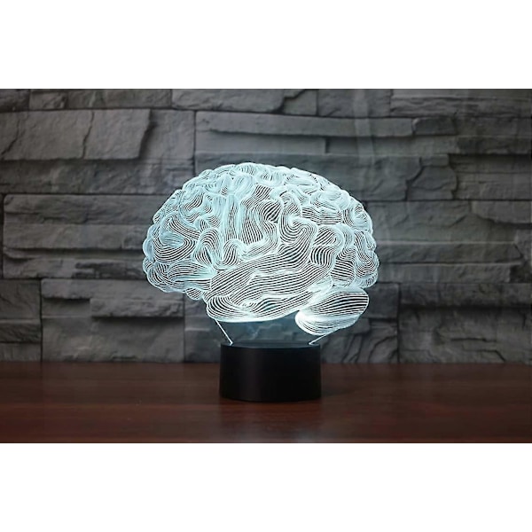 Hjärna 3D Illusion Nattlampa Akryllampa 3D Konst Hjärnmodell LED-lampa Färgväxlande Sovrumsnattlampa Presenter
