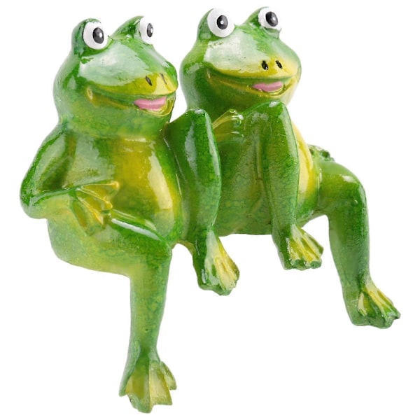 2-pack Söt Resin Sittande Groda Staty Utomhus Trädgård Förvaring Dekorativ Groda Skulptur för Hemmet