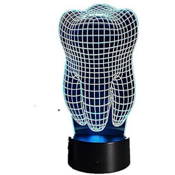 Tandform 3D Illusion LED Bordlampe Natlampe Nyhedsdesign Farverig Bord Touch Lampe Gave Til Tandlæge