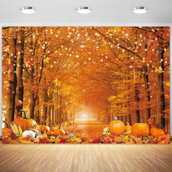 7x5FT hållbart tjockt polyestertyg Höstfotobakgrund för fotografering Höst Skog Thanksgiving Lönnlöv Bakgrundsfest