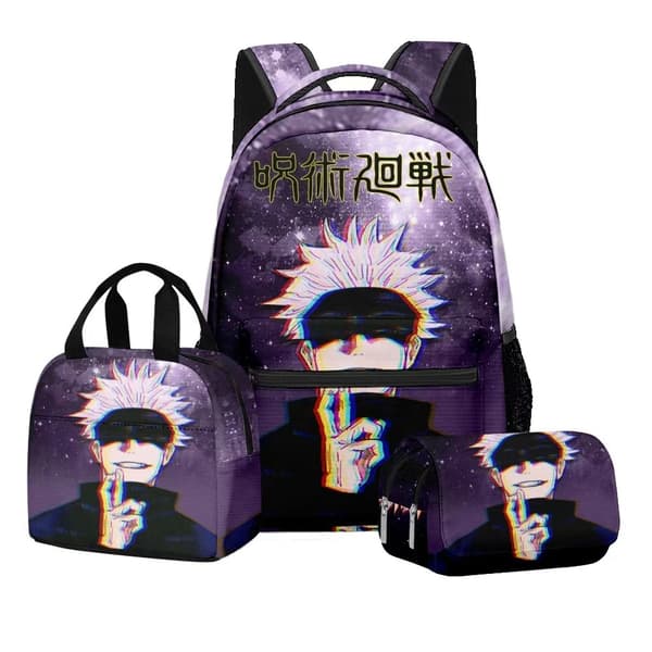 Jujutsu Kaisen Anime Backpack 3-piece set for students with lunch bag and double-layer pencil case, multiple styles b105 b105 3PC