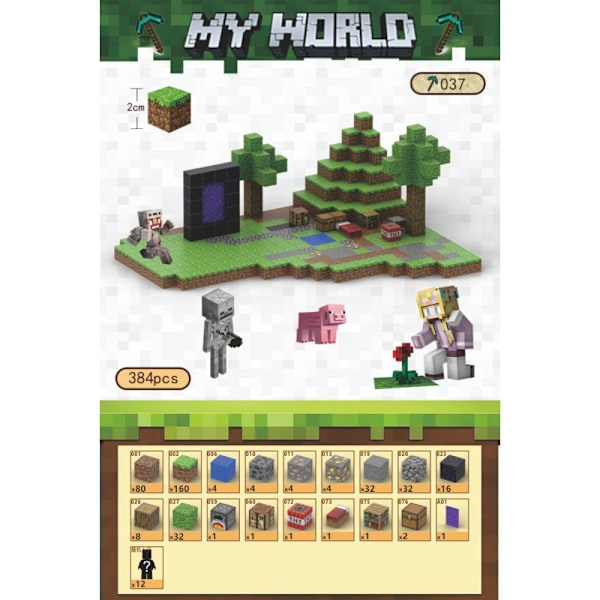 Minecraft Byggstenar Set Magnetiska Byggstenar Leksak Magnetiskt Brädspel T037-Jungle Portal-384 pcs