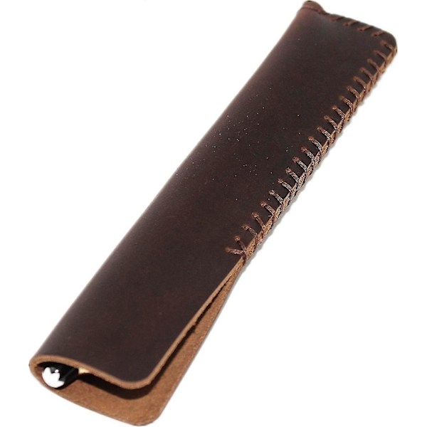 Håndlavet Ægte Læder Enkelt Pen Etui Fyldepen Ærme Holder Pose Cover Vintage (kaffe)