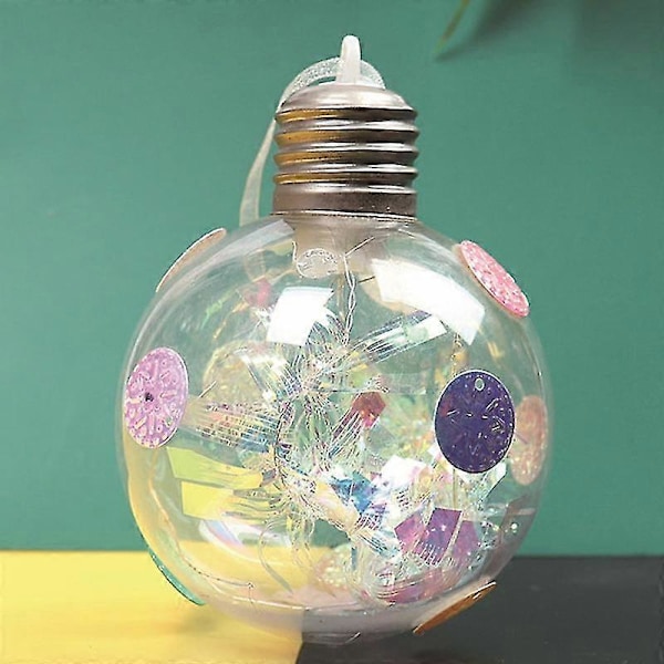 3 stk / sett Led julekuler Lysende økning atmosfære Rund form Høy lysstyrke Hengende dekorere Faux Fjær Transparent juletre Decora I 8 cm