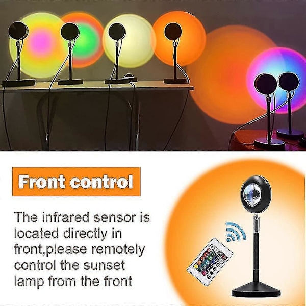 Sunset Lampe, Sunset Lampe Projektion, 17 Farver Sunset Regnbue Lampe Justerbar Rgb Lysstyrke, 180 rotation, usb Opladning Sunset Projektor Lampe Lys Til S