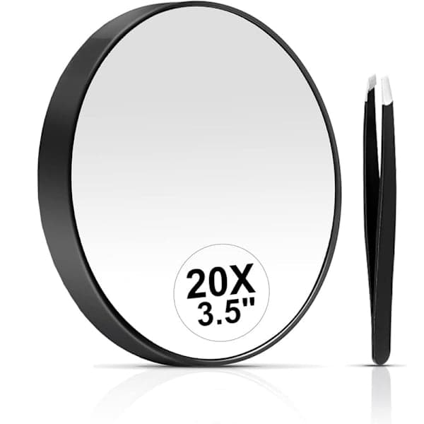 Makeup Mirror with Magnification - 20X/30X Magnifying Mirror with Suction Cups and Tweezers, Practical Makeup Tool Black 20x black black 20x