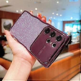 Case for Samsung Galaxy S25 Ultra Electroplated Curly Frame TPU Glitter Phone Case Large Window (Style E)