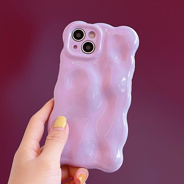 Case för iPhone 14, söt enfärgad lockig vågform Stötsäker TPU Bumper Phone case