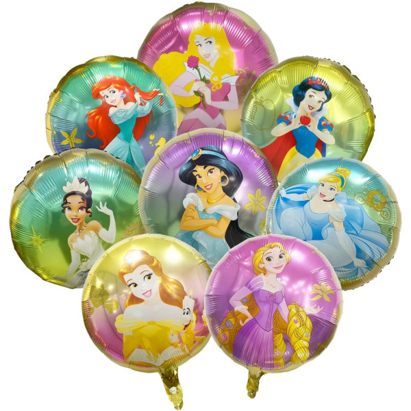 8 st Prinsessballonger Foliedekorationer Födelsedagsfest för flickor Baby shower Prinsessan Festdekoration Tillbehör Små människor Set