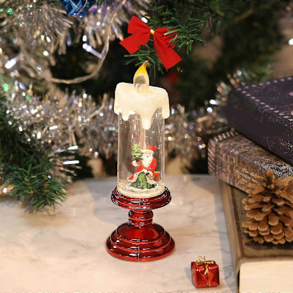Jultomte Ljusstake, Batteridriven LED-Ljusstake, Vattentät, Flimmerande Juldekorationer Present - jjS Red - Santa Claus
