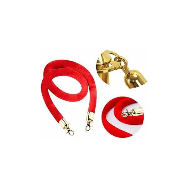 Stanchion Rope 1 pc Separation Rope Queue Divider Red with Gold Hook
