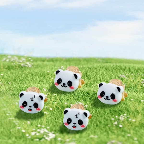 Thumb Grips Compatible with Nintendo Switch 2 (2025) – 4 Pcs White/Glitter Panda Design Silicone Joystick Covers, Cute & Comfortable Controller Stick Caps