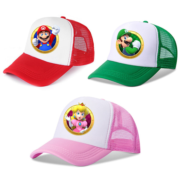 Super Mario Luigi Bros Hattar Anime Cosplay Kostym Retro Speltema Mesh Baseballkeps Barn Pojkar Flickor Kreativa Gåvor Rose