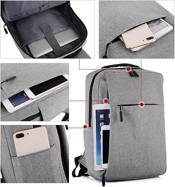 Functional Computer Bag for Men with USB Flash Drive, Simple Backpack, Travel Backpack, School Bag, Artist Backpack