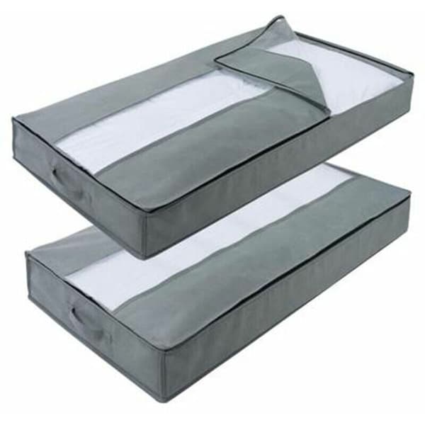 Quilt Storage Bag - Home Dustproof Organizer Bag - Moving Packing Bag - Under Bed Storage Box (Grey 2 Pieces)