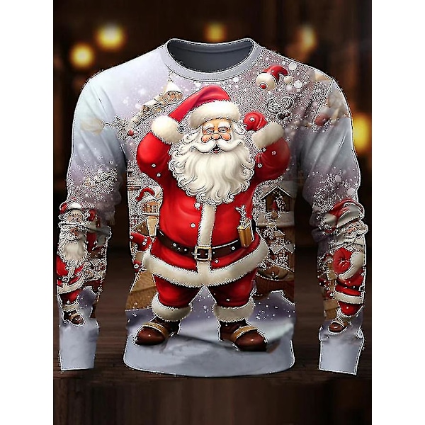 Jul Lys Neonbelysning Julegenser Unisex Hettegenser, Overalt Trykt Genser 3D Hettegenser Casual Genser Julegave