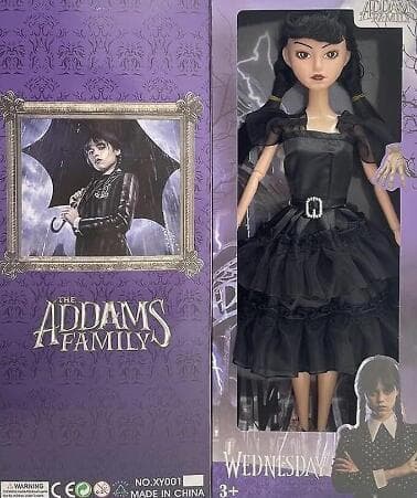 Bløde Onsdag Addams dukker til børn Black dress Sari
