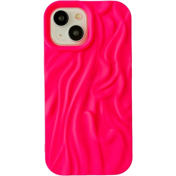Plisserat vatten krusade krom vågmönster Mjukt kompatibelt med iPhone- case (M Red, iPhone 14)